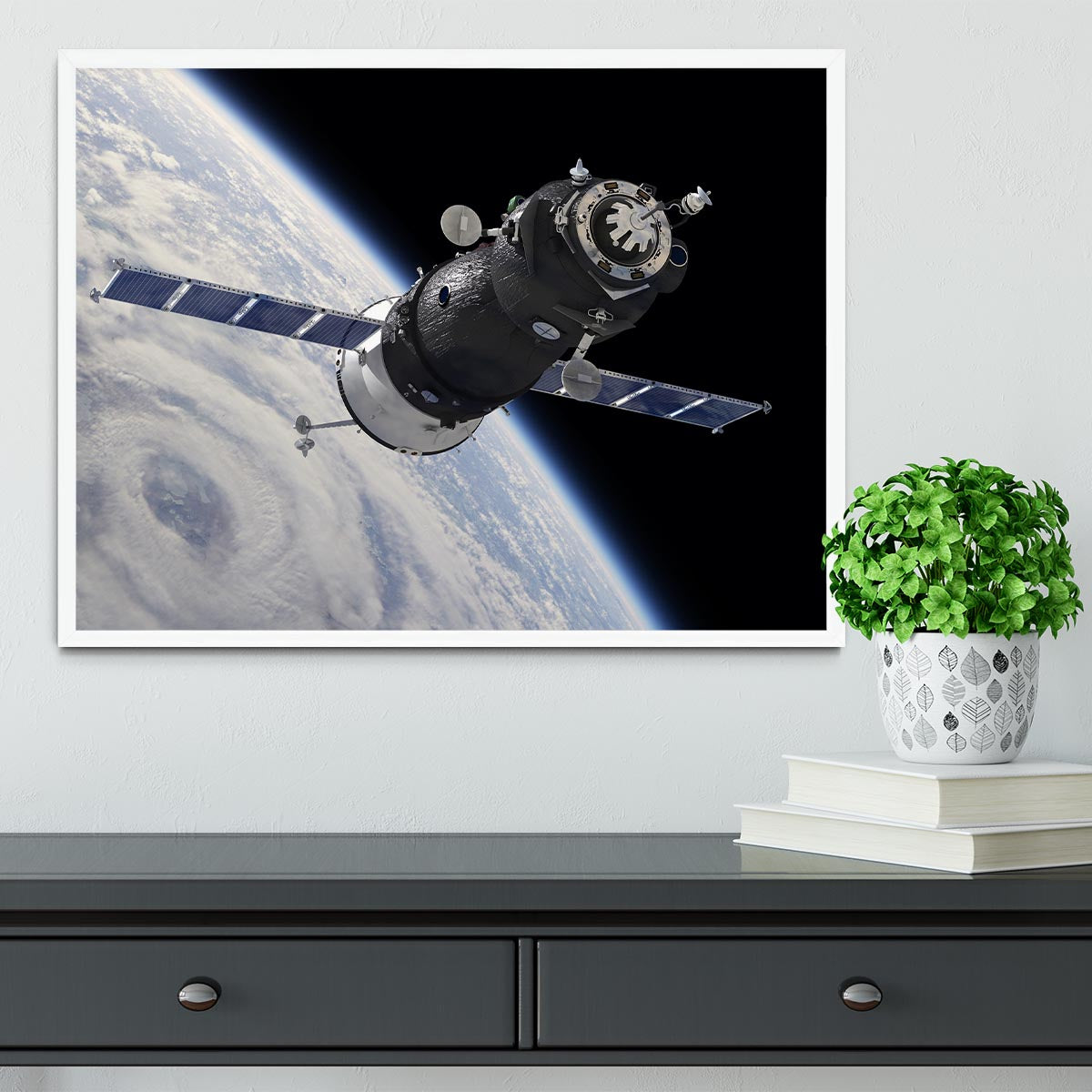 Spaceship Soyuz TMA at the Earth orbit Framed Print - Canvas Art Rocks -6