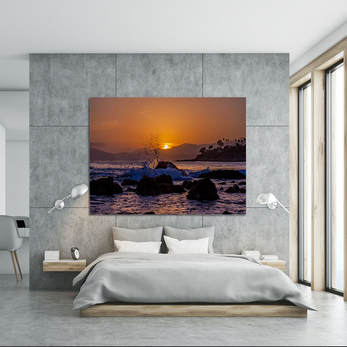 Splashing Rocks Beach Sunset Canvas Print or Poster - Canvas Art Rocks - 5