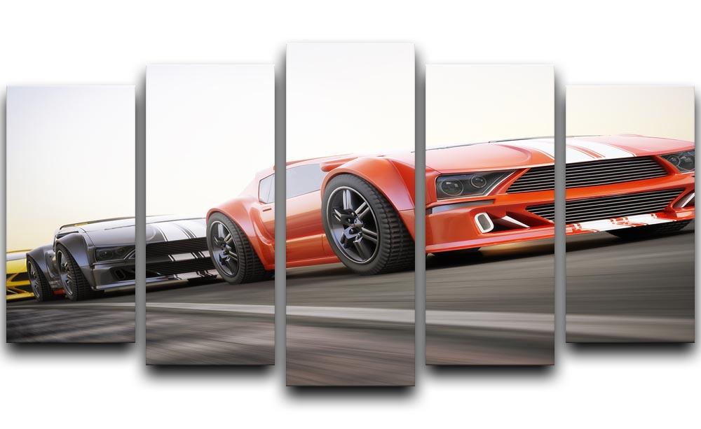 Sport Cars Racing 5 Split Panel Canvas  - Canvas Art Rocks - 1