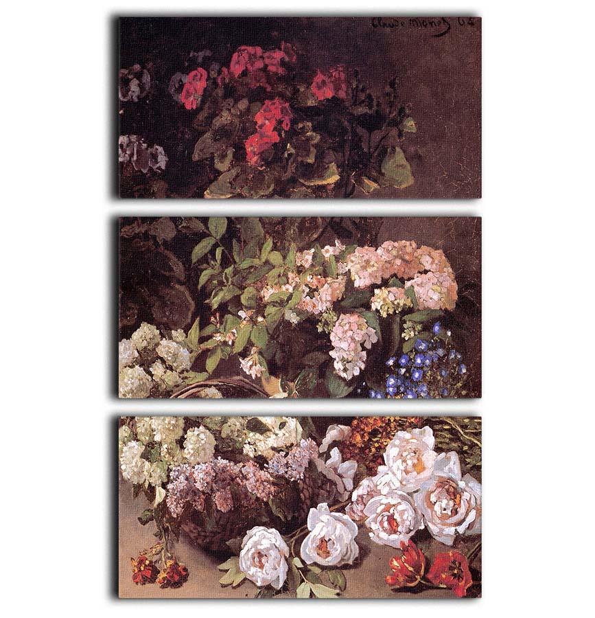 Spring Flowers by Monet 3 Split Panel Canvas Print - Canvas Art Rocks - 1