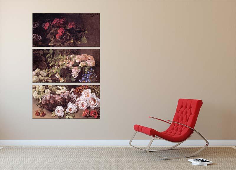 Spring Flowers by Monet 3 Split Panel Canvas Print - Canvas Art Rocks - 2