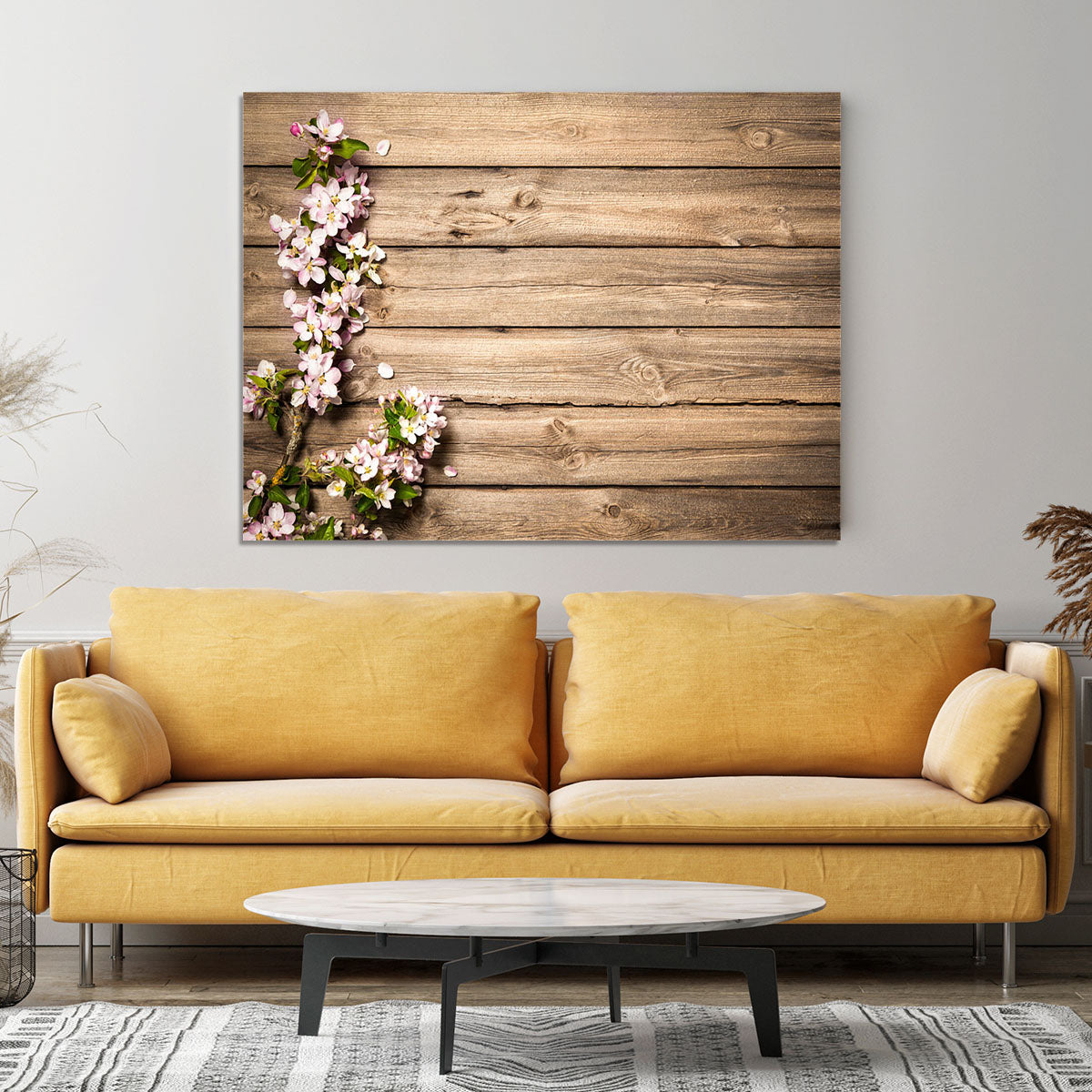 Spring flowering branch on wooden background Canvas Print or Poster - Canvas Art Rocks - 4