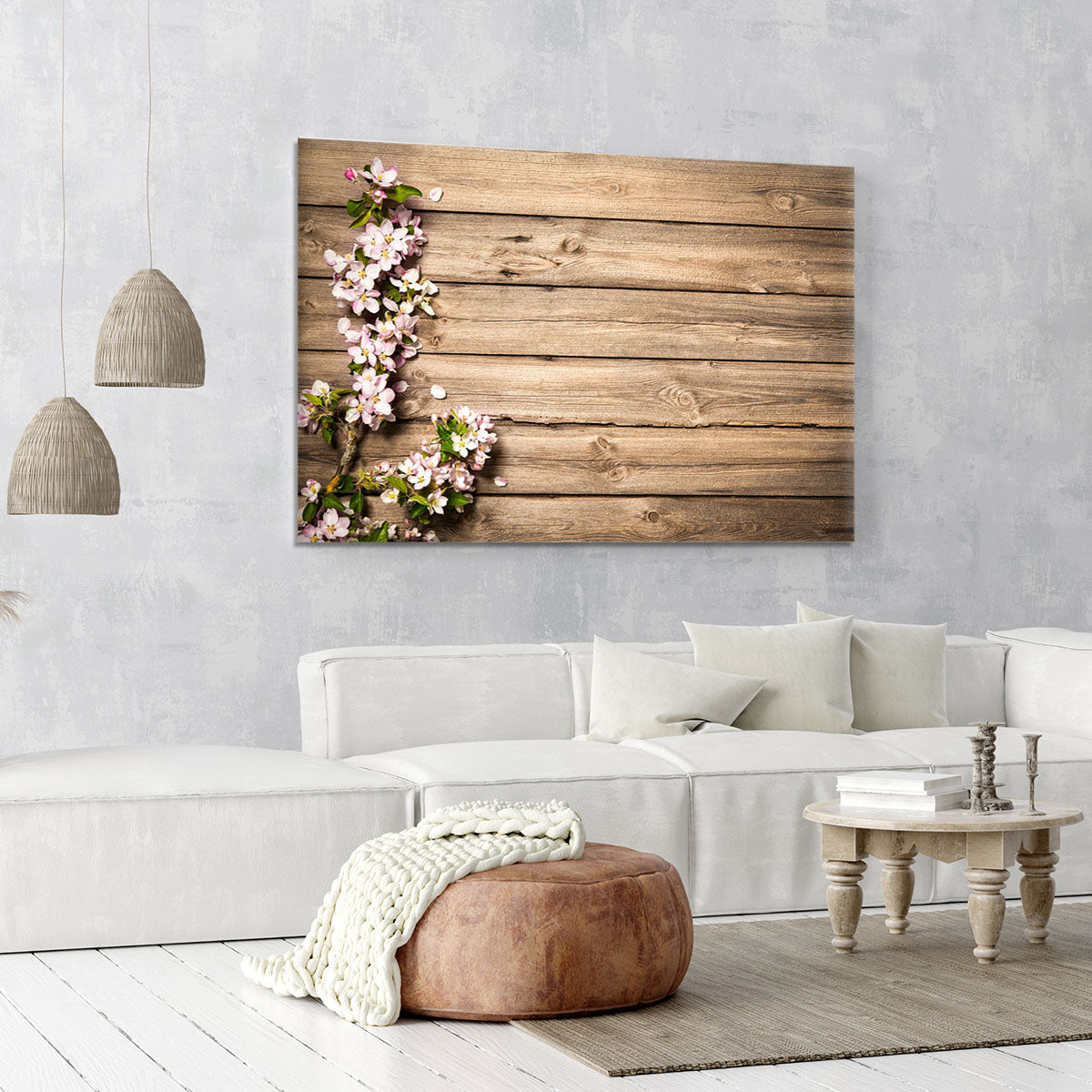 Spring flowering branch on wooden background Canvas Print or Poster - Canvas Art Rocks - 6