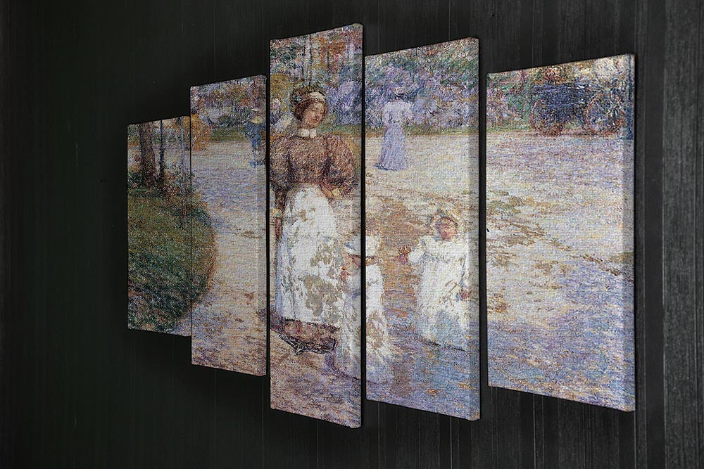 Spring in Central Park by Hassam 5 Split Panel Canvas - Canvas Art Rocks - 2