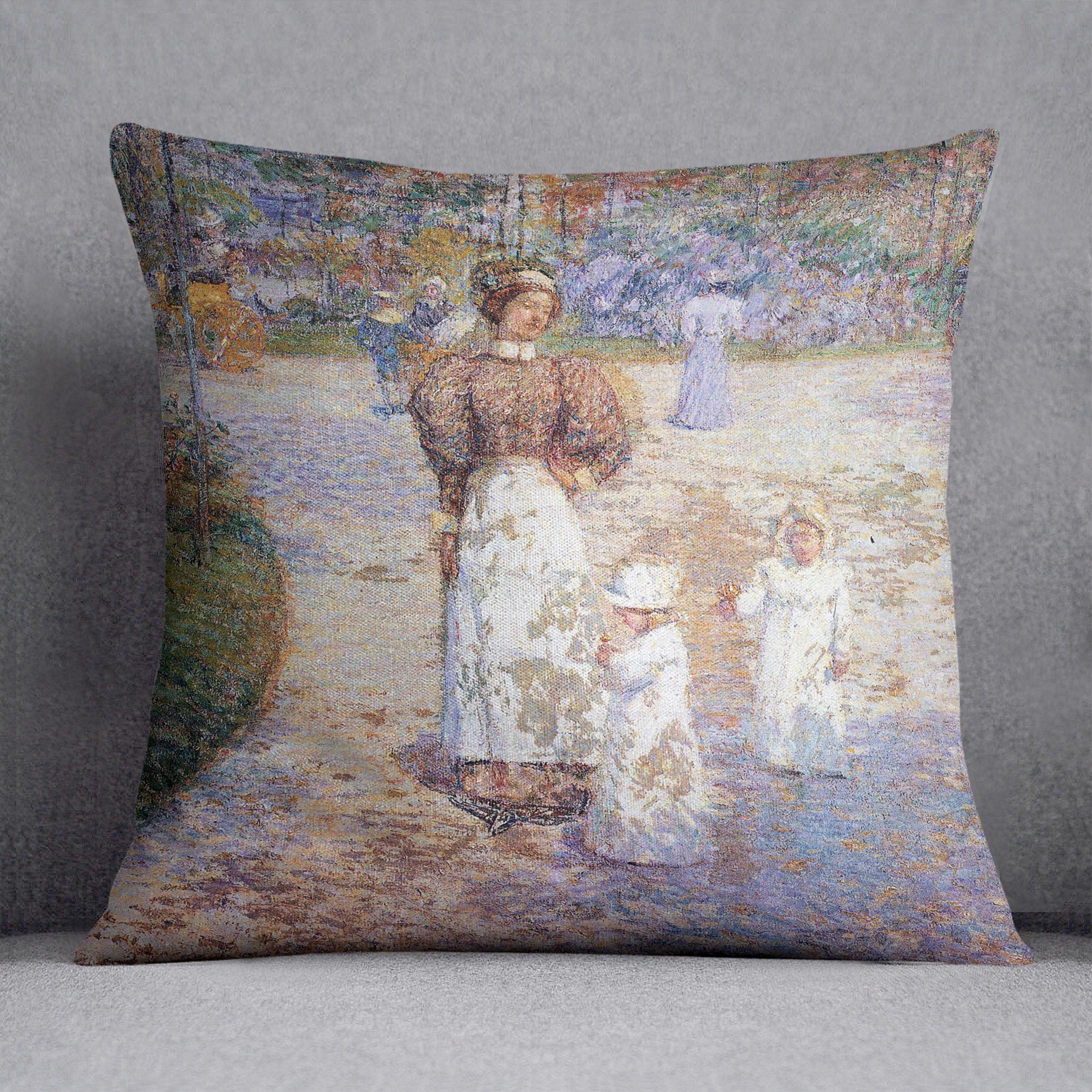 Spring in Central Park by Hassam Cushion - Canvas Art Rocks - 1