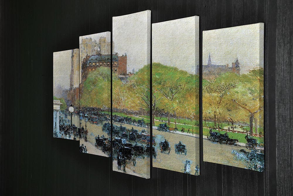 Spring morning in the heart of the city by Hassam 5 Split Panel Canvas - Canvas Art Rocks - 2