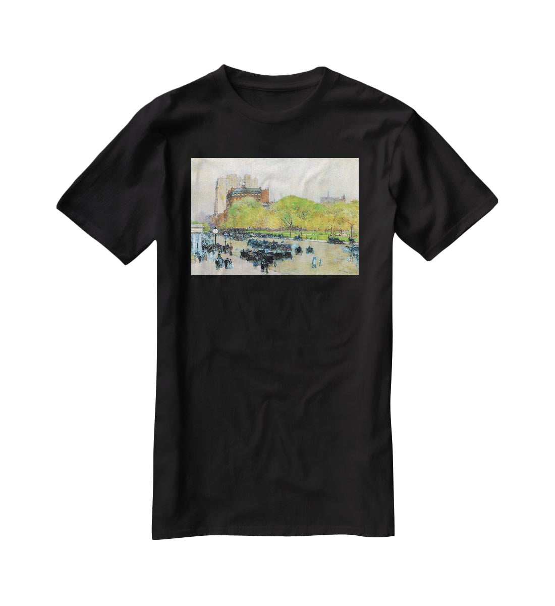 Spring morning in the heart of the city by Hassam T-Shirt - Canvas Art Rocks - 1
