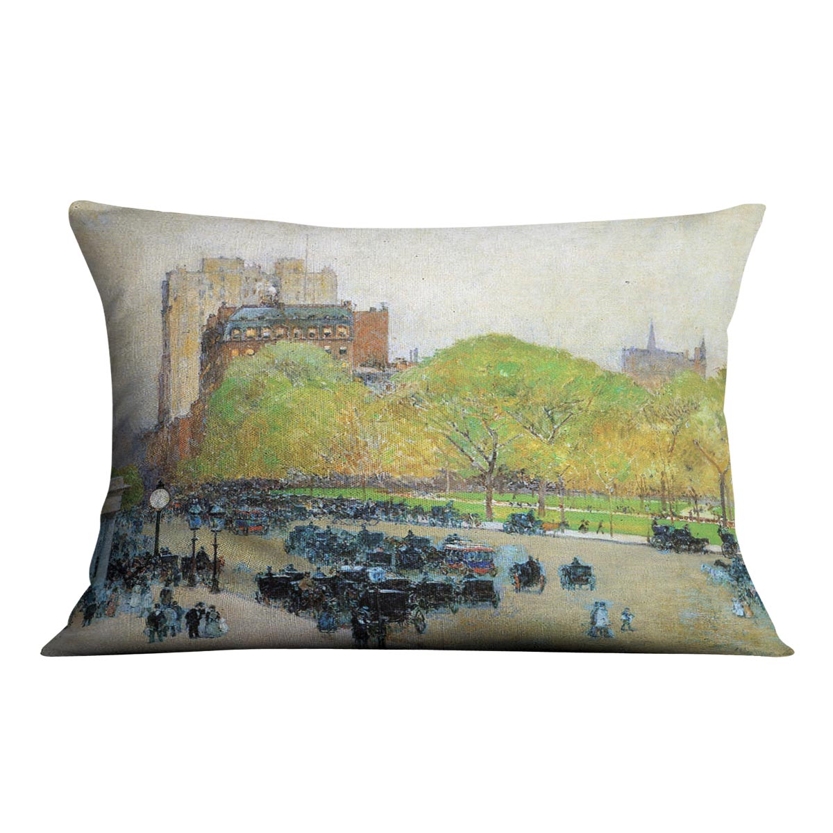 Spring morning in the heart of the city by Hassam Cushion - Canvas Art Rocks - 4