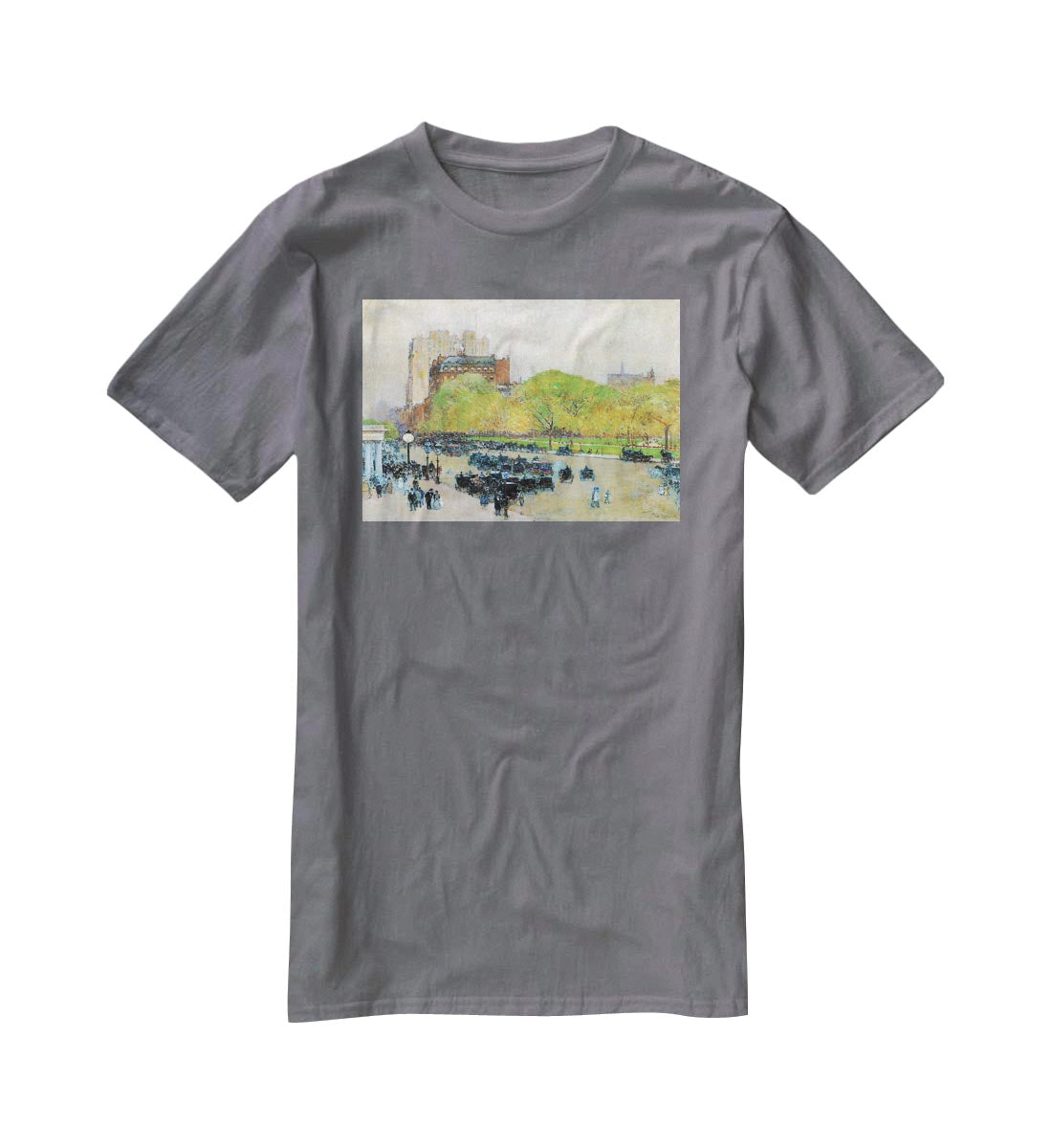 Spring morning in the heart of the city by Hassam T-Shirt - Canvas Art Rocks - 3