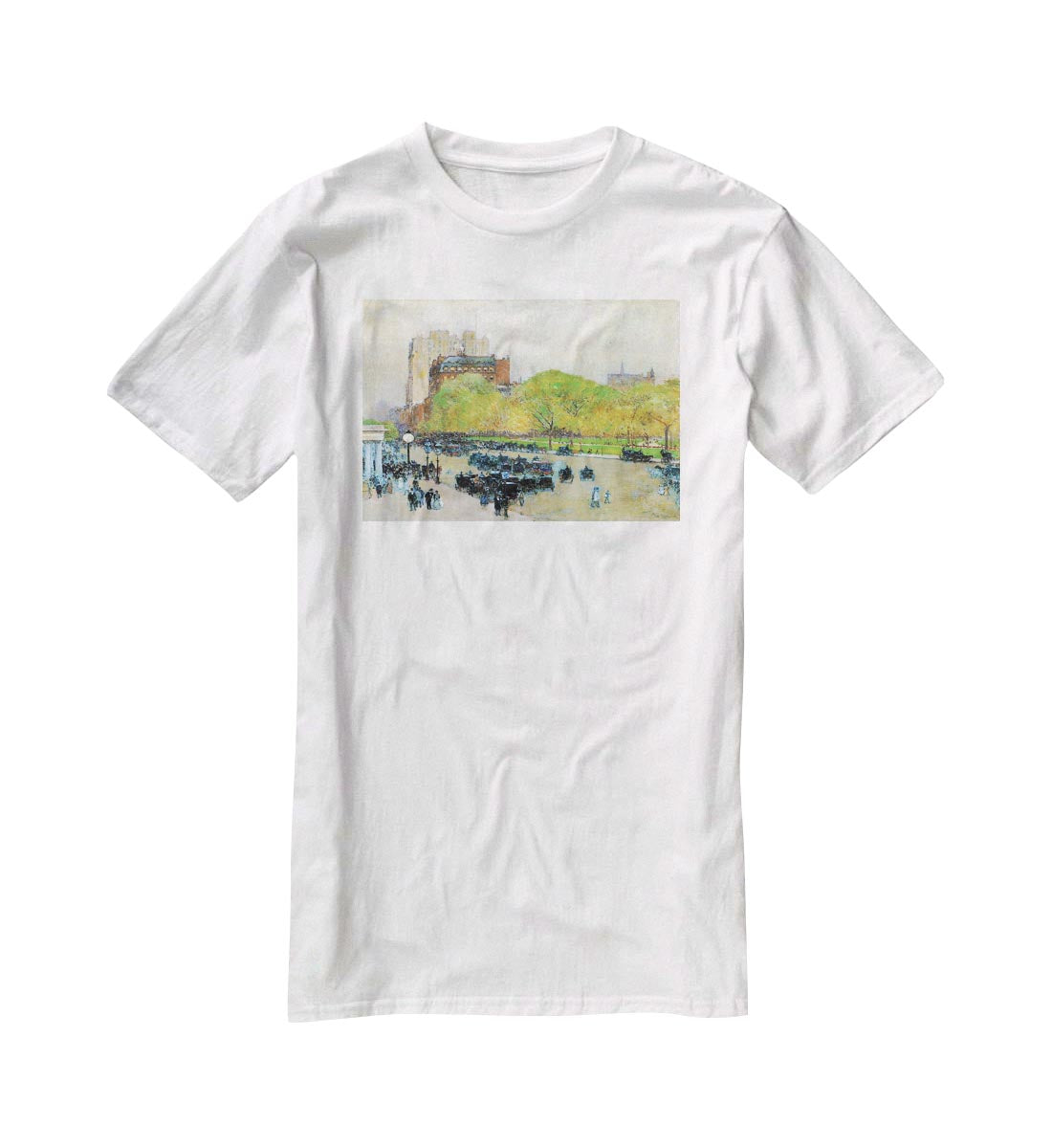 Spring morning in the heart of the city by Hassam T-Shirt - Canvas Art Rocks - 5