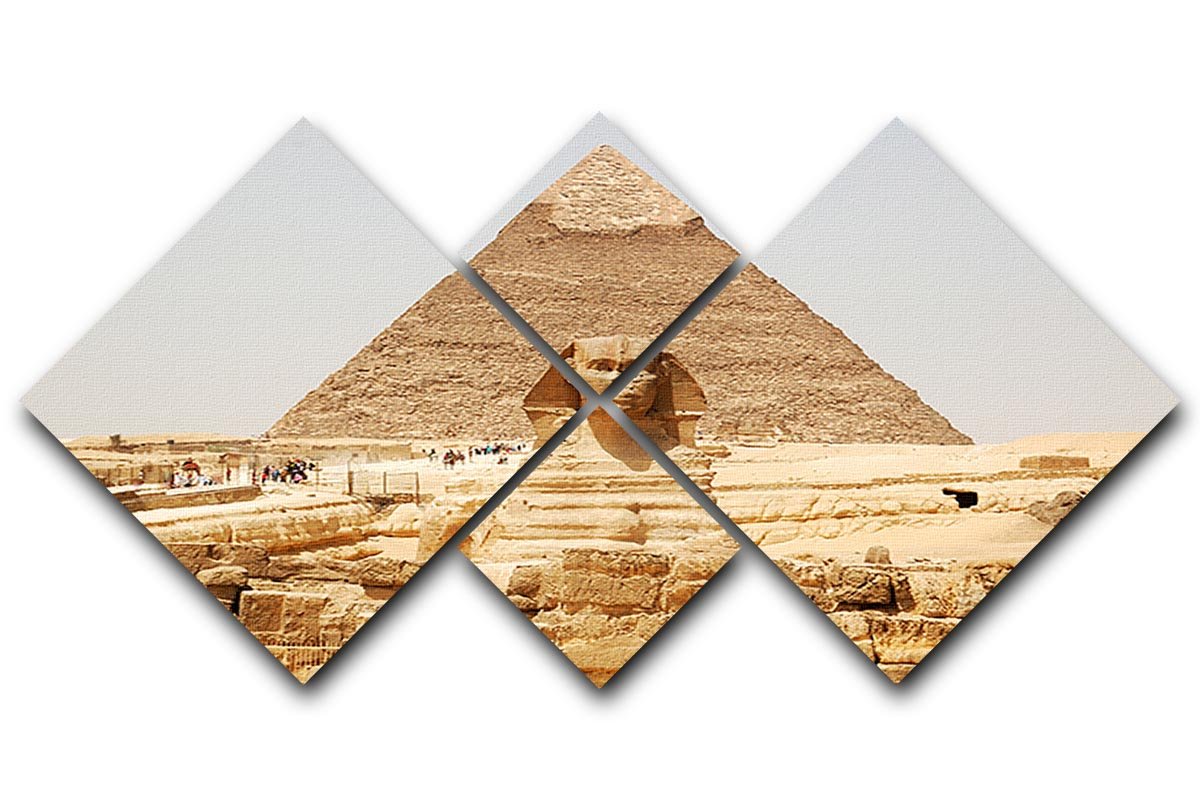 Spynx face on the Giza pyramid 4 Square Multi Panel Canvas  - Canvas Art Rocks - 1