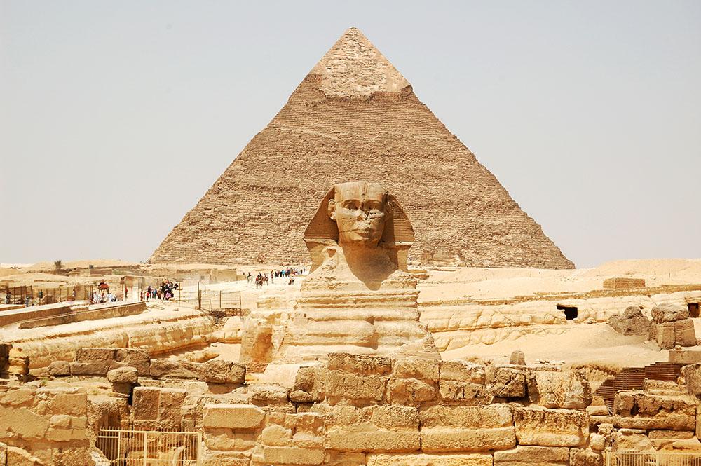 Spynx face on the Giza pyramid Wall Mural Wallpaper - Canvas Art Rocks - 1