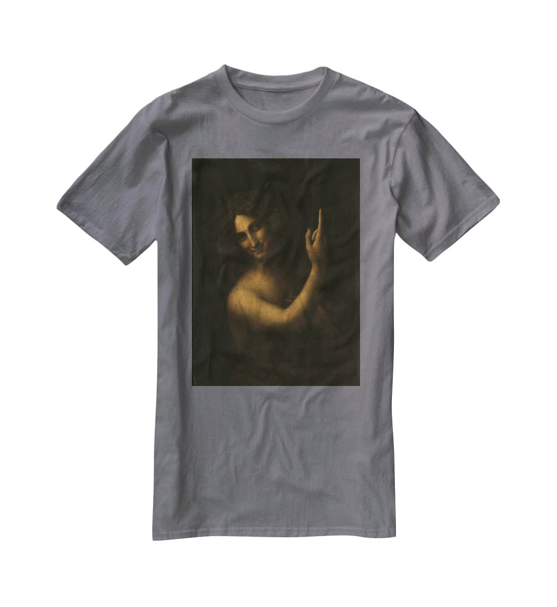 St. John the Baptist by Da Vinci T-Shirt - Canvas Art Rocks - 3