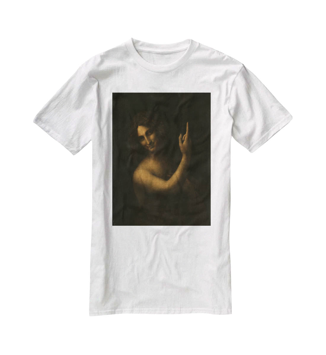 St. John the Baptist by Da Vinci T-Shirt - Canvas Art Rocks - 5