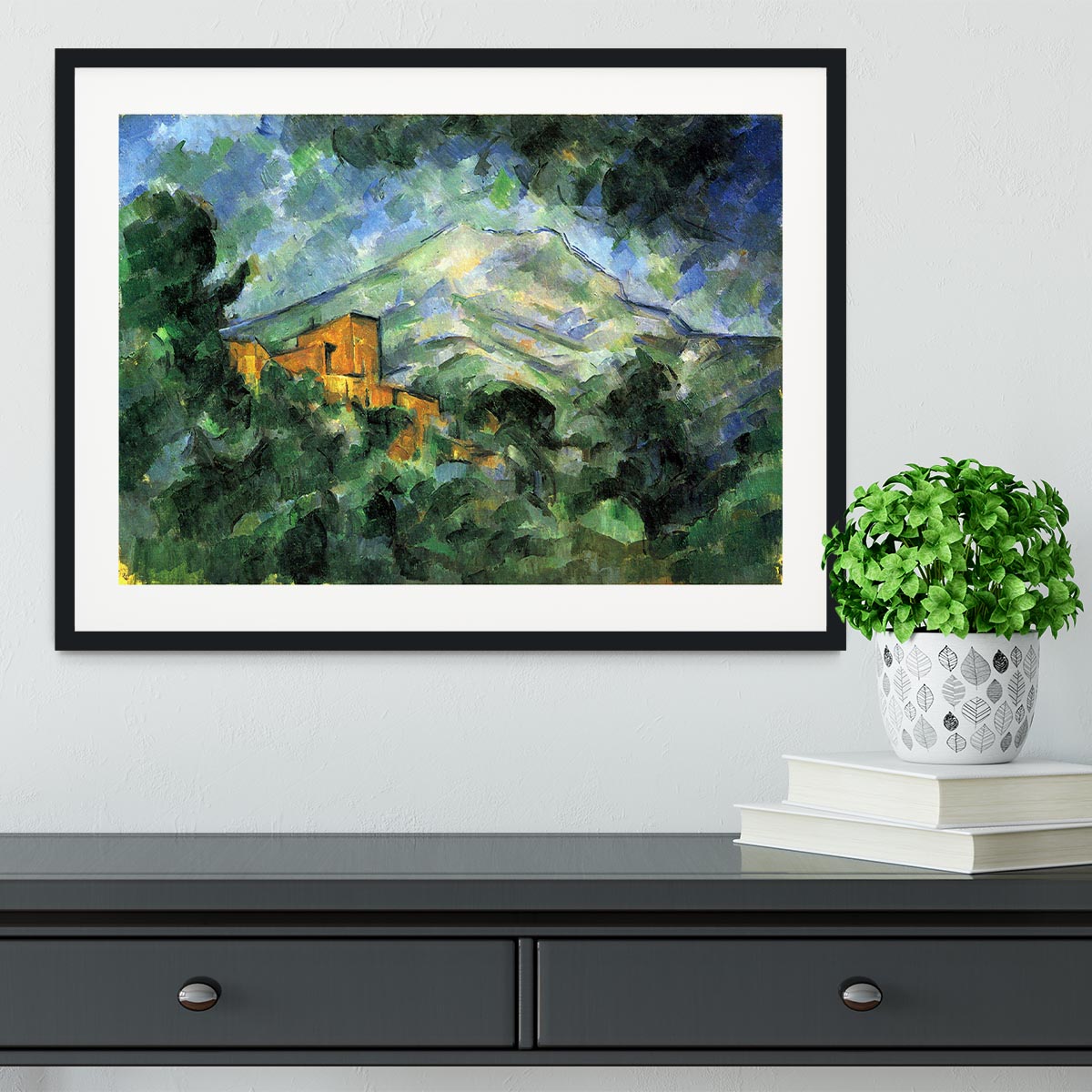 St. Victoire and Chateau Noir by Cezanne Framed Print - Canvas Art Rocks - 1