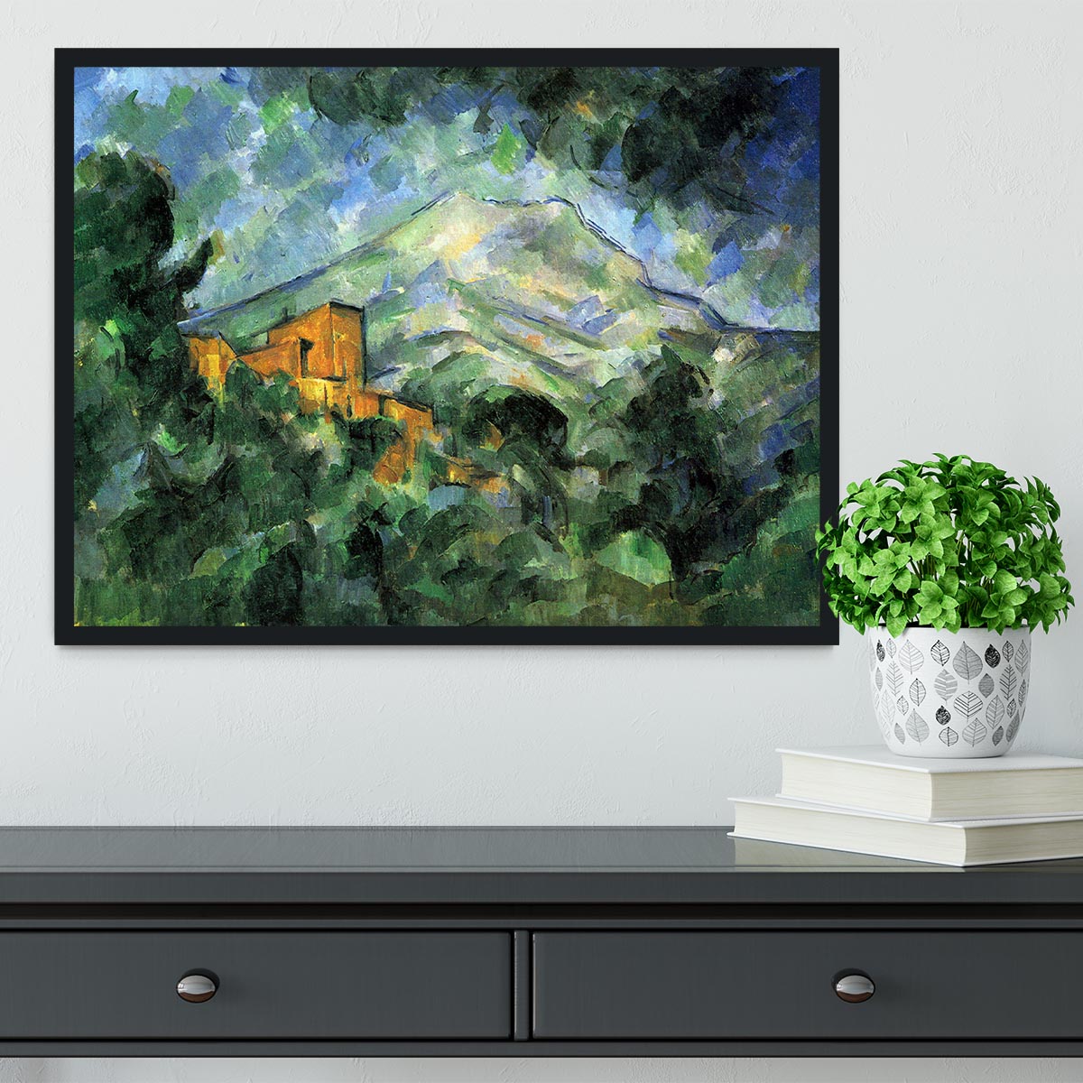 St. Victoire and Chateau Noir by Cezanne Framed Print - Canvas Art Rocks - 2