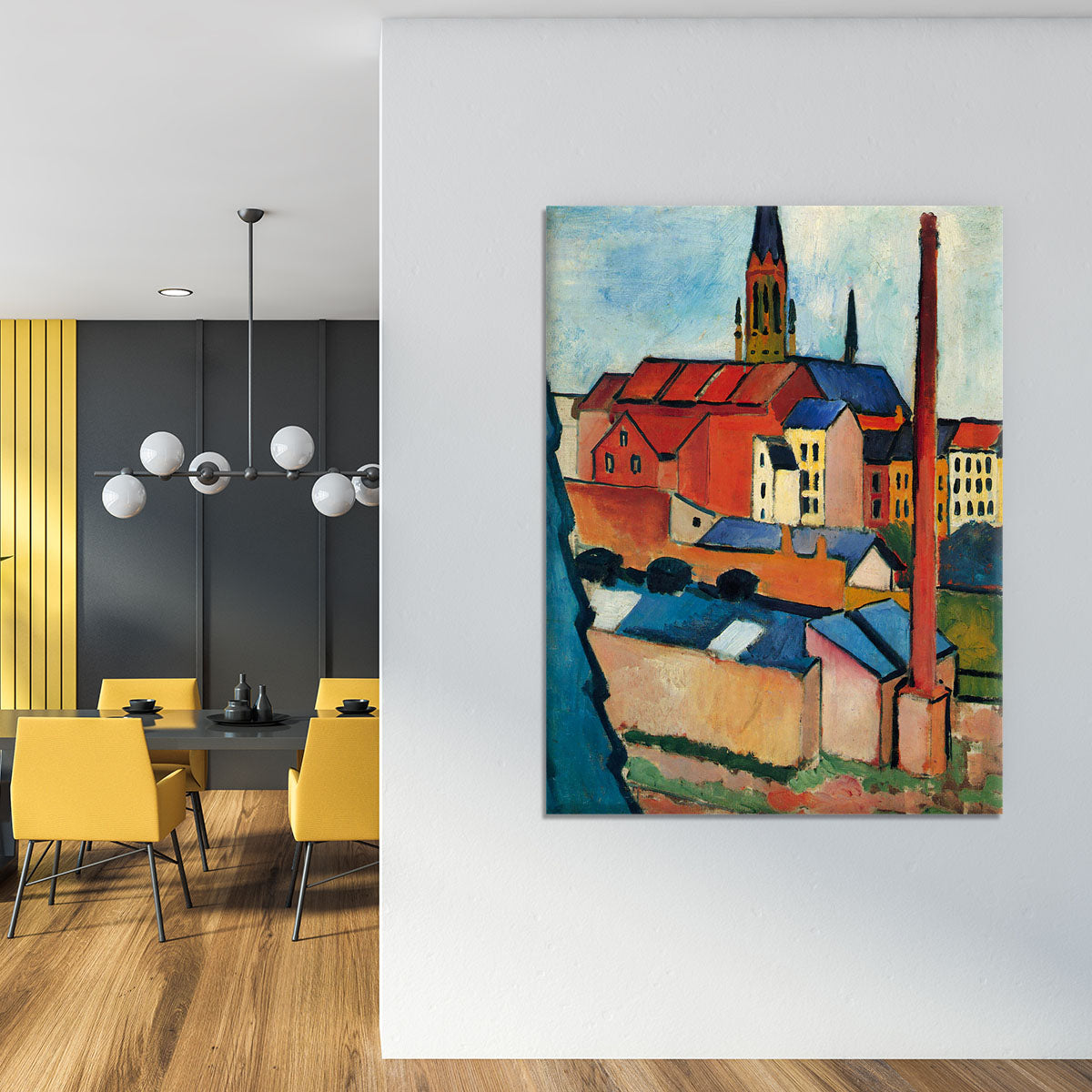 St Marys Church with houses and chimney by Macke Canvas Print or Poster - Canvas Art Rocks - 4