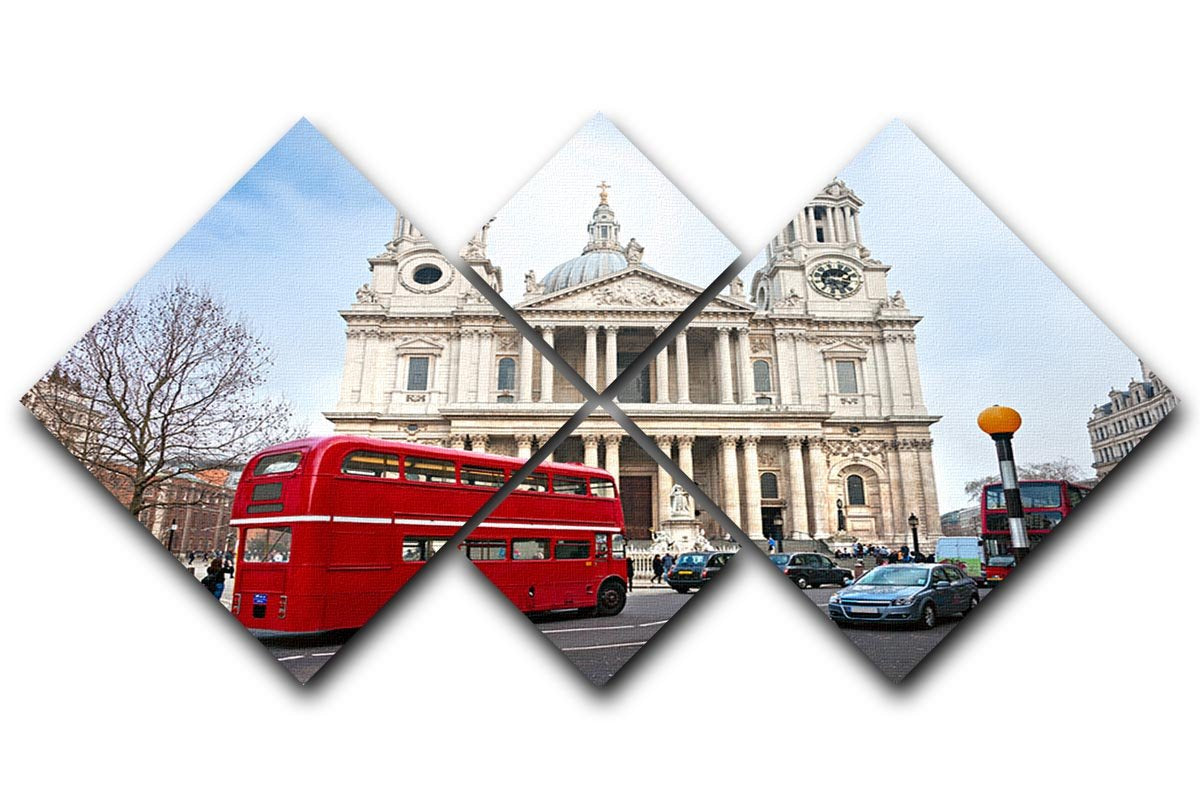 St Paul Cathedral 4 Square Multi Panel Canvas  - Canvas Art Rocks - 1