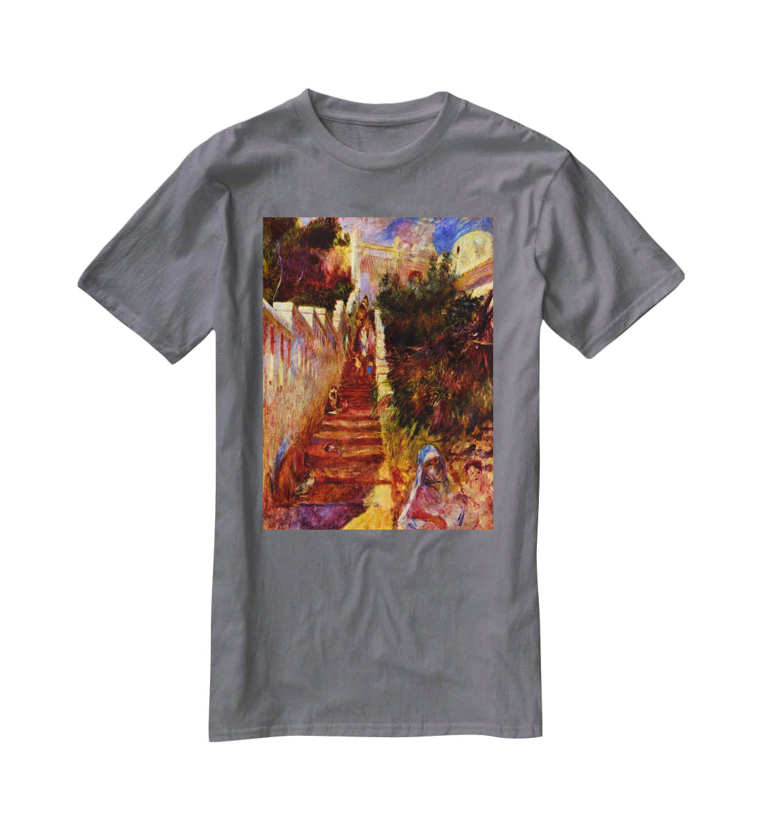 Stairs in Algier by Renoir T-Shirt - Canvas Art Rocks - 3