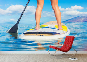 Stand Up Paddle Surfing In Hawaii Wall Mural Wallpaper - Canvas Art Rocks - 2