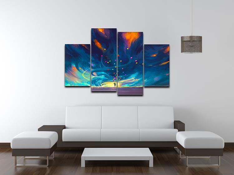 Standing in front of fantasy storm 4 Split Panel Canvas  - Canvas Art Rocks - 3