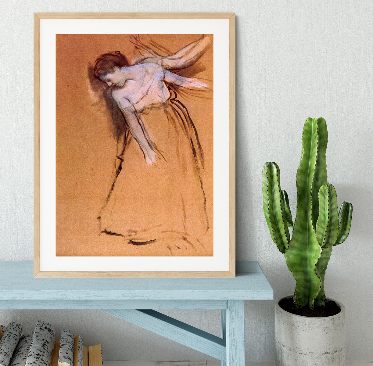 Standing with arms stretched bent to the side by Degas Framed Print - Canvas Art Rocks - 3