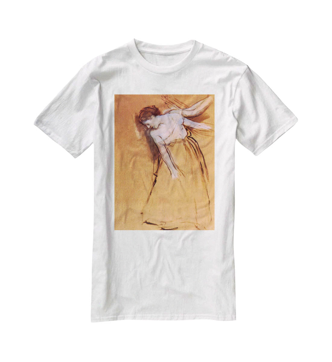 Standing with arms stretched bent to the side by Degas T-Shirt - Canvas Art Rocks - 5