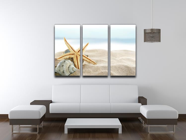Starfish on the Beach 3 Split Panel Canvas Print - Canvas Art Rocks - 3