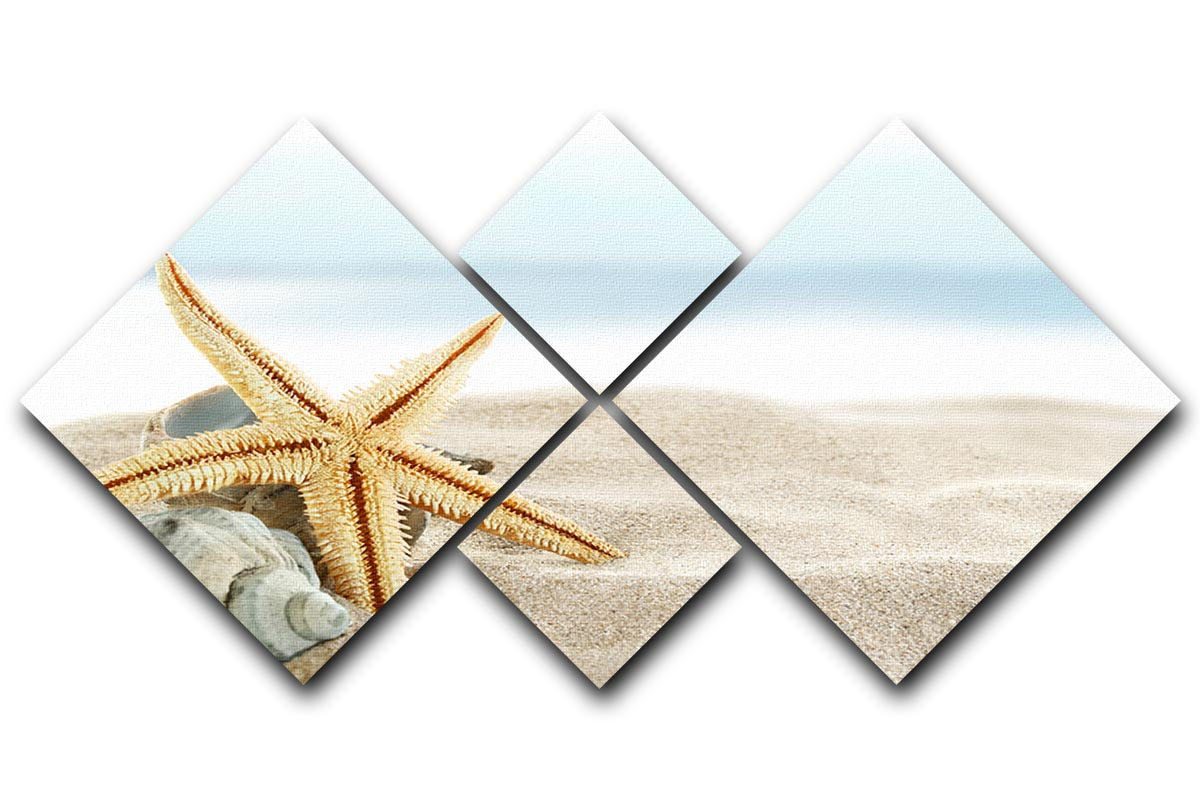 Starfish on the Beach 4 Square Multi Panel Canvas - Canvas Art Rocks - 1