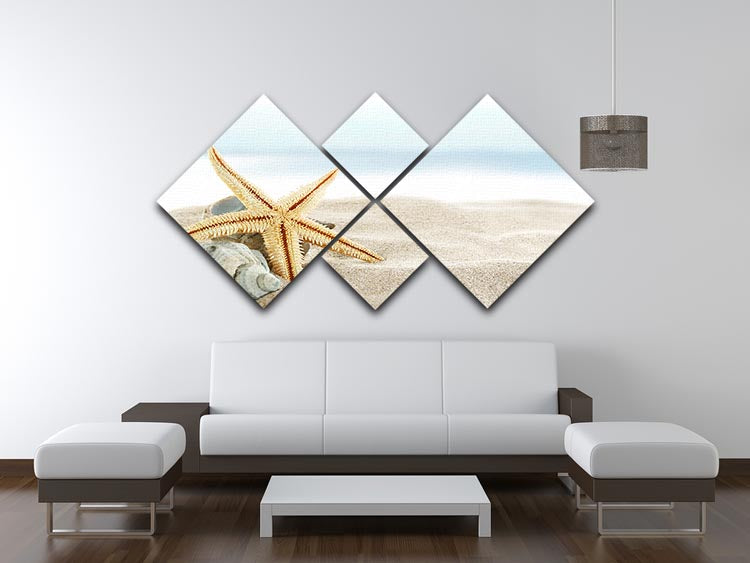 Starfish on the Beach 4 Square Multi Panel Canvas - Canvas Art Rocks - 3