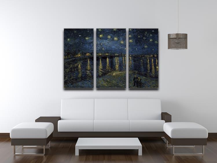 Starry Night over the Rhone 3 Split Panel Canvas Print - Canvas Art Rocks - 3