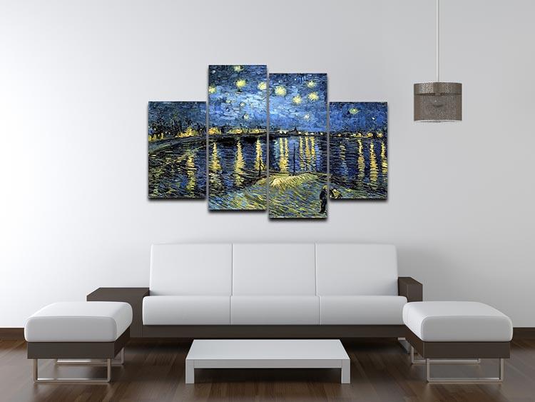 Starry Night over the Rhone 4 Split Panel Canvas - Canvas Art Rocks - 3