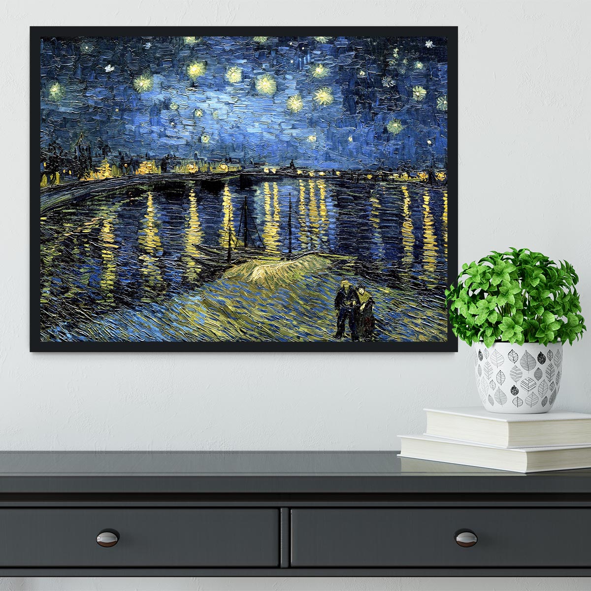 Starry Night over the Rhone Framed Print - Canvas Art Rocks - 2
