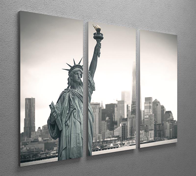 Statue of Liberty with cityscape 3 Split Panel Canvas Print - Canvas Art Rocks - 2