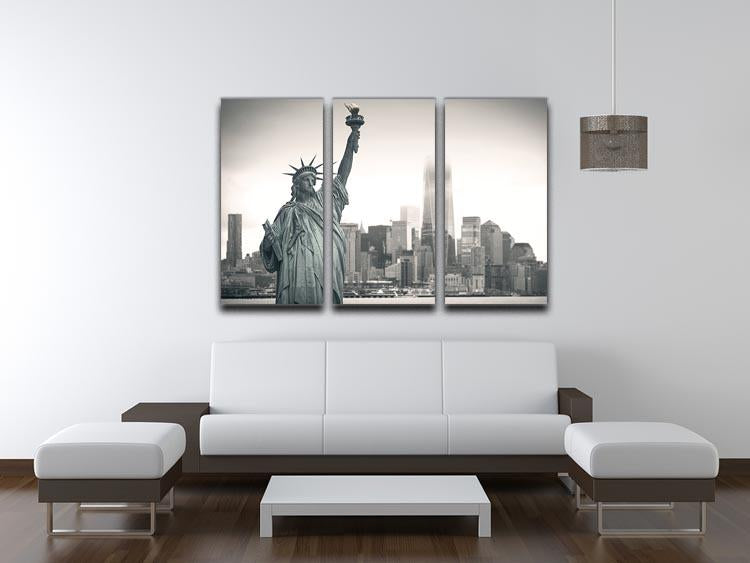 Statue of Liberty with cityscape 3 Split Panel Canvas Print - Canvas Art Rocks - 3