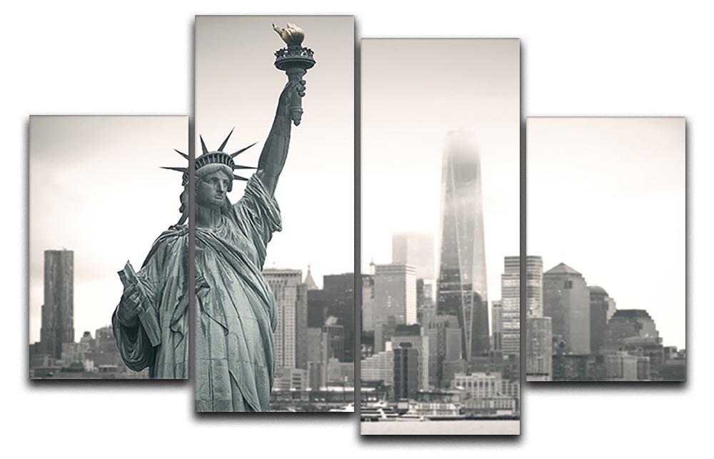 Statue of Liberty with cityscape 4 Split Panel Canvas  - Canvas Art Rocks - 1