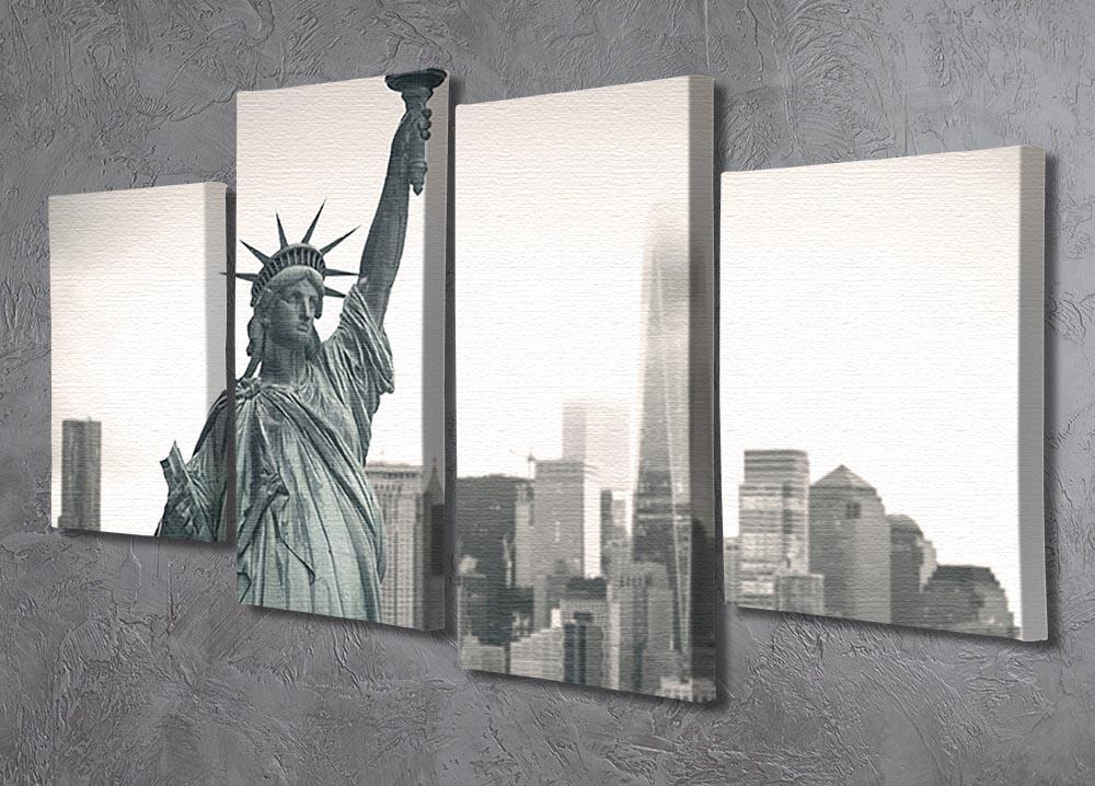 Statue of Liberty with cityscape 4 Split Panel Canvas  - Canvas Art Rocks - 2