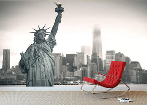 Statue of Liberty with cityscape Wall Mural Wallpaper - Canvas Art Rocks - 2