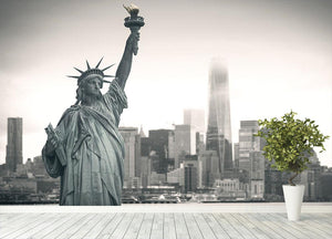 Statue of Liberty with cityscape Wall Mural Wallpaper - Canvas Art Rocks - 4