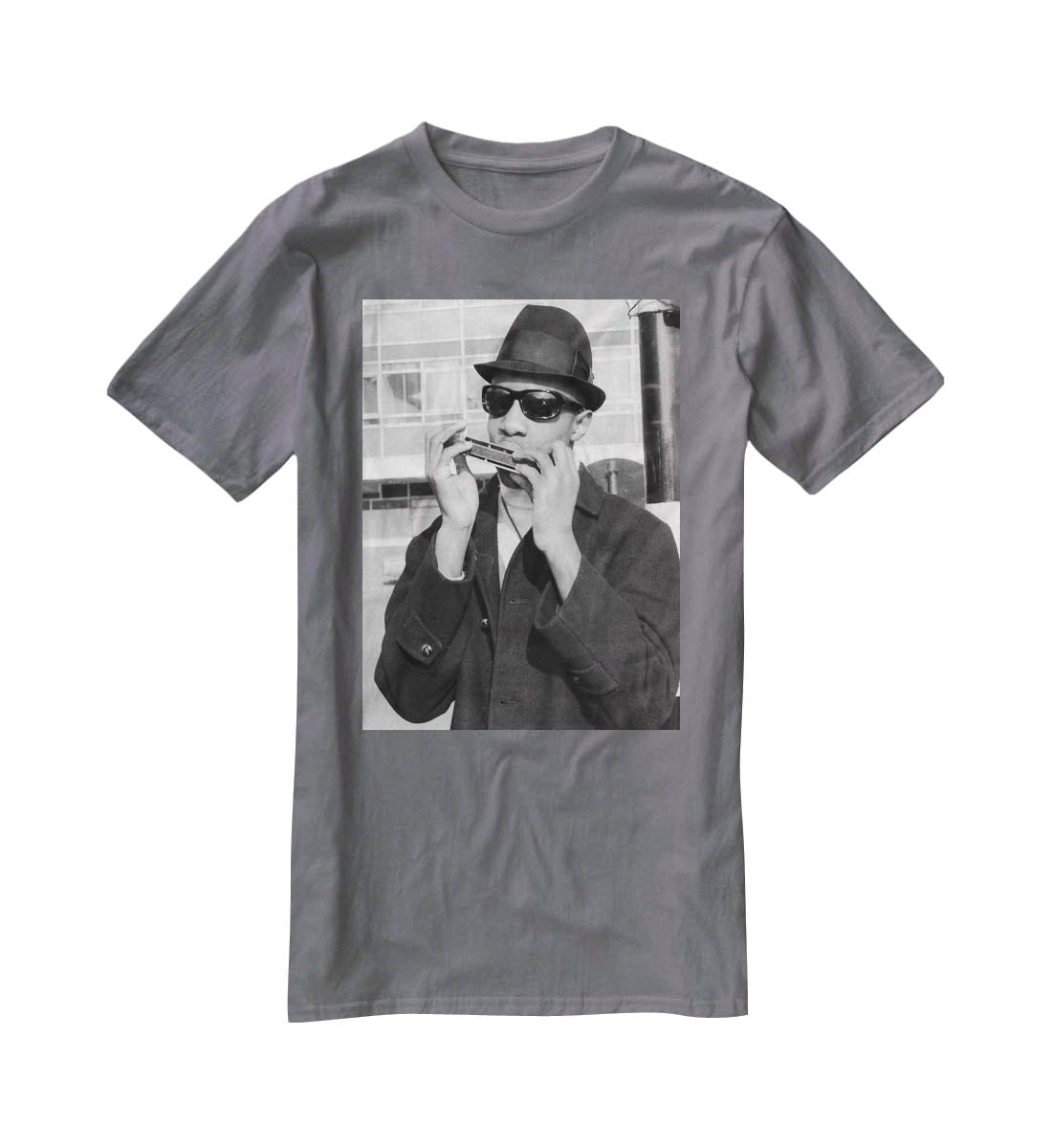 Stevie Wonder playing the harmonica T-Shirt - Canvas Art Rocks - 3