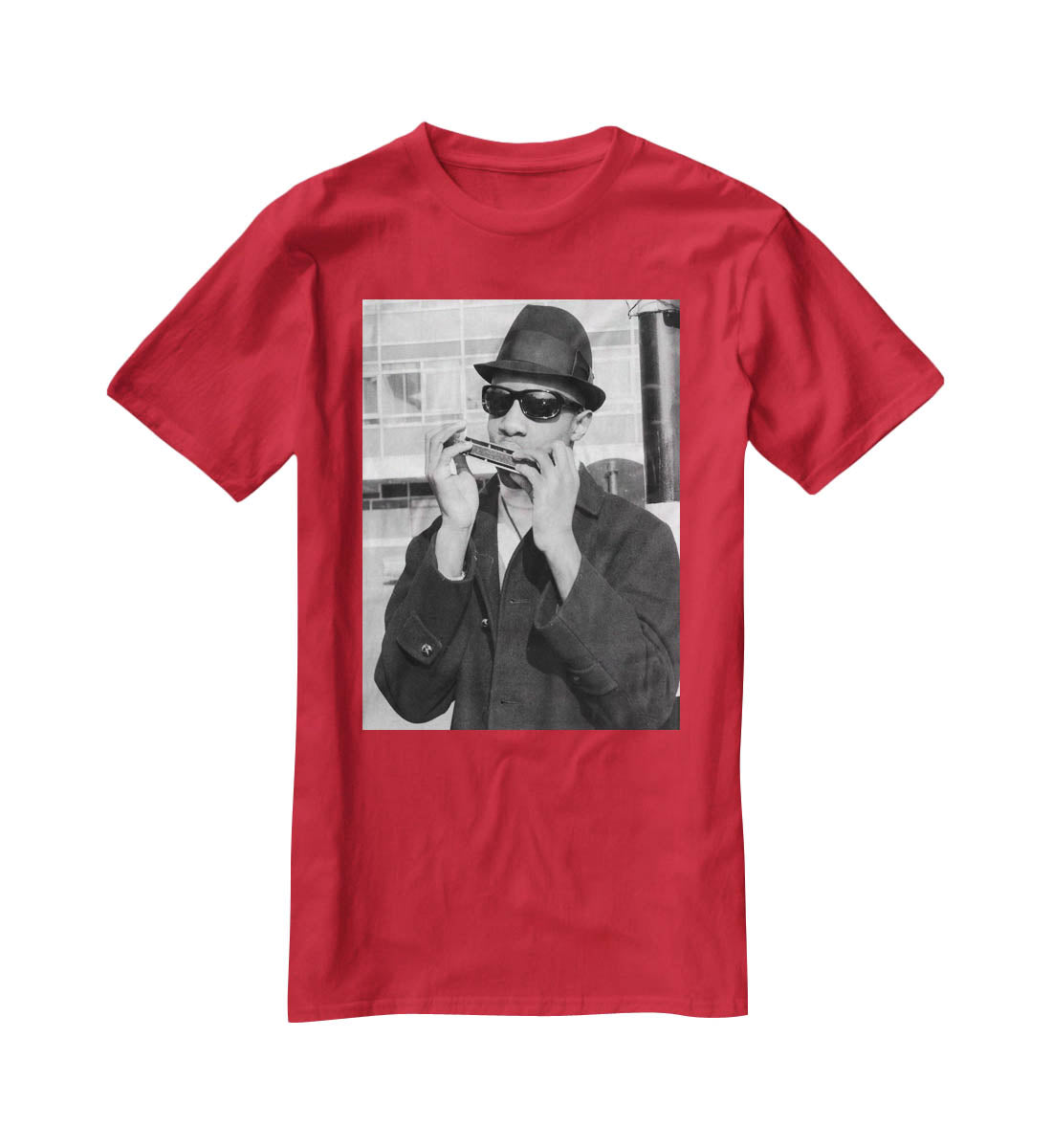 Stevie Wonder playing the harmonica T-Shirt - Canvas Art Rocks - 4