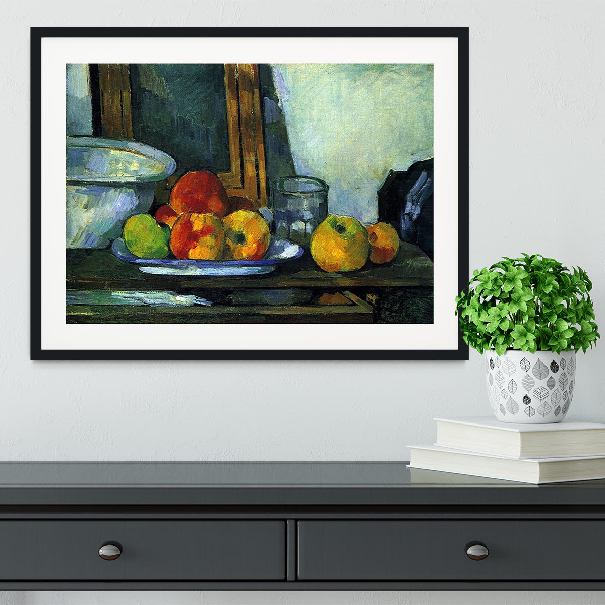 Still-life with an open drawer by Cezanne Framed Print - Canvas Art Rocks - 1