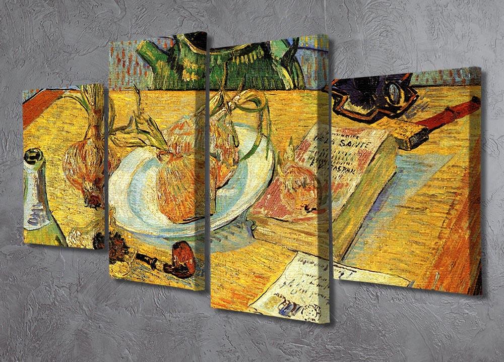 Still Life Drawing Board Pipe Onions and Sealing-Wax by Van Gogh 4 Split Panel Canvas - Canvas Art Rocks - 2