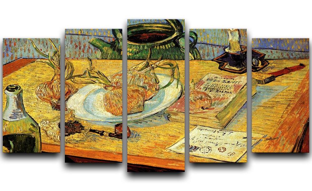 Still Life Drawing Board Pipe Onions and Sealing-Wax by Van Gogh 5 Split Panel Canvas  - Canvas Art Rocks - 1
