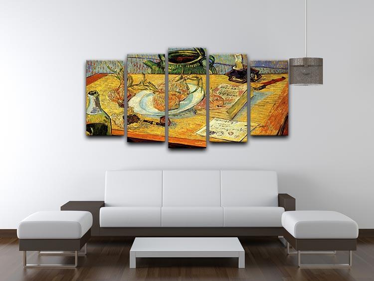 Still Life Drawing Board Pipe Onions and Sealing-Wax by Van Gogh 5 Split Panel Canvas - Canvas Art Rocks - 3