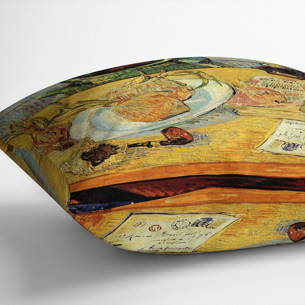 Still Life Drawing Board Pipe Onions and Sealing-Wax by Van Gogh Cushion