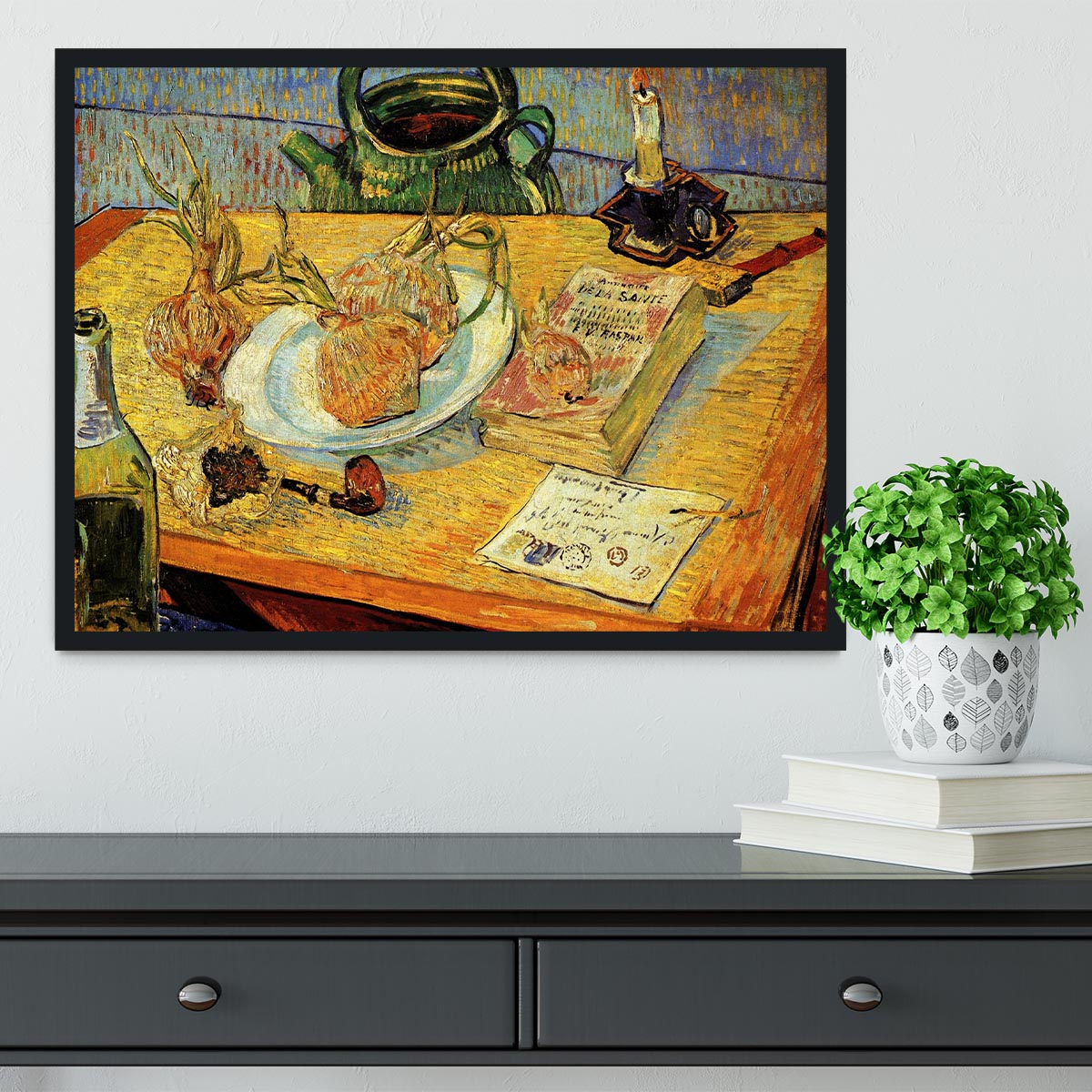 Still Life Drawing Board Pipe Onions and Sealing-Wax by Van Gogh Framed Print - Canvas Art Rocks - 2