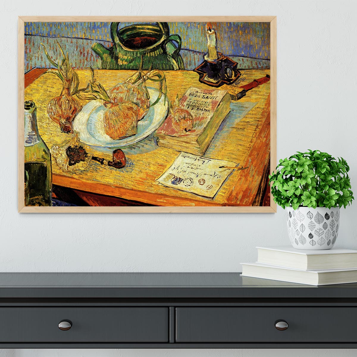 Still Life Drawing Board Pipe Onions and Sealing-Wax by Van Gogh Framed Print - Canvas Art Rocks - 4