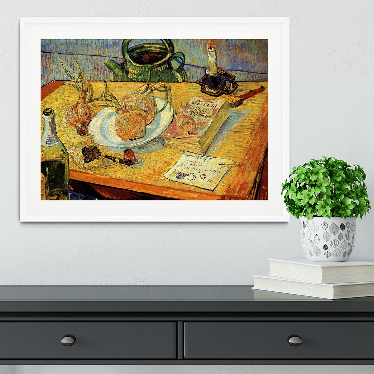 Still Life Drawing Board Pipe Onions and Sealing-Wax by Van Gogh Framed Print - Canvas Art Rocks - 5