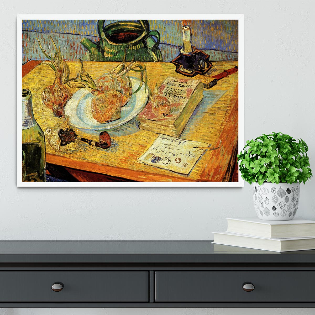 Still Life Drawing Board Pipe Onions and Sealing-Wax by Van Gogh Framed Print - Canvas Art Rocks -6